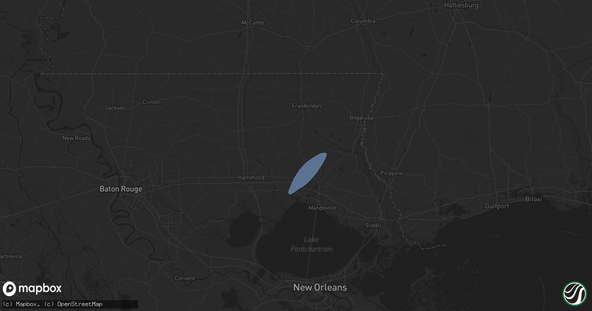 Hail map in Folsom, LA on July 18, 2024