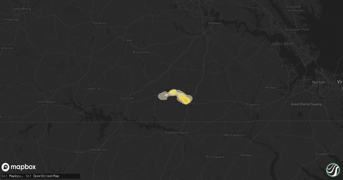Hail map in Freeman, VA on July 18, 2024