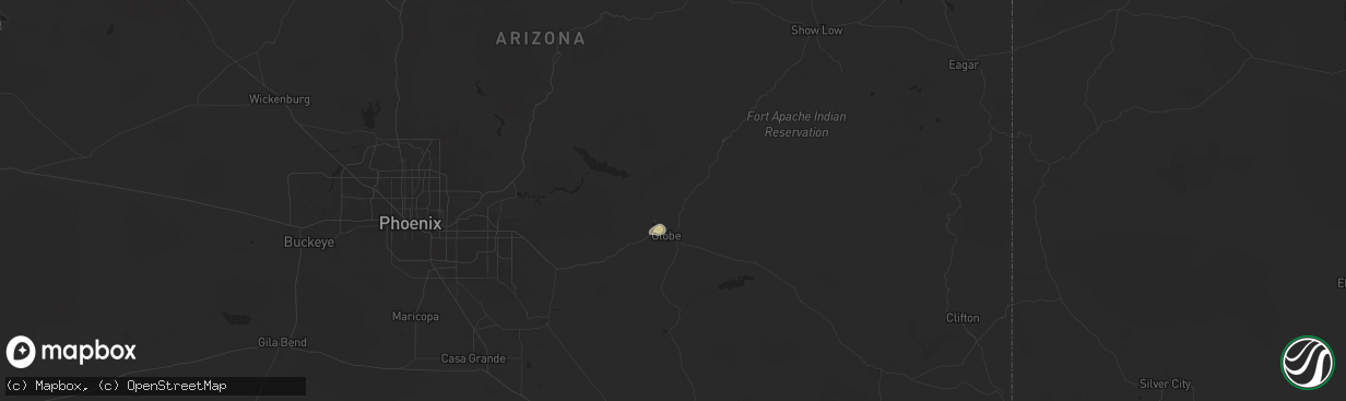 Hail map in Globe, AZ on July 18, 2024