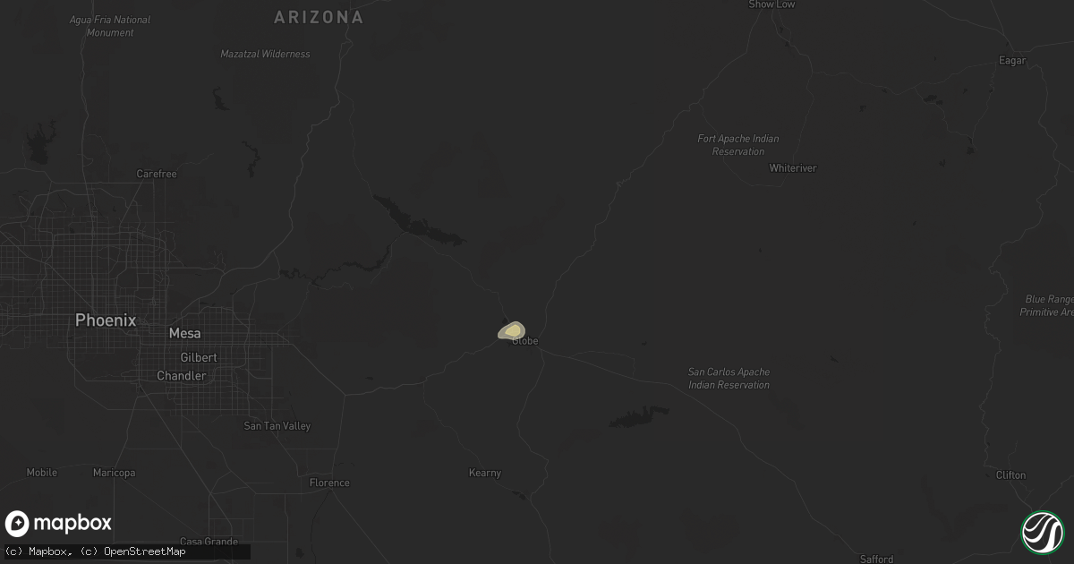 Hail map in Globe, AZ on July 18, 2024
