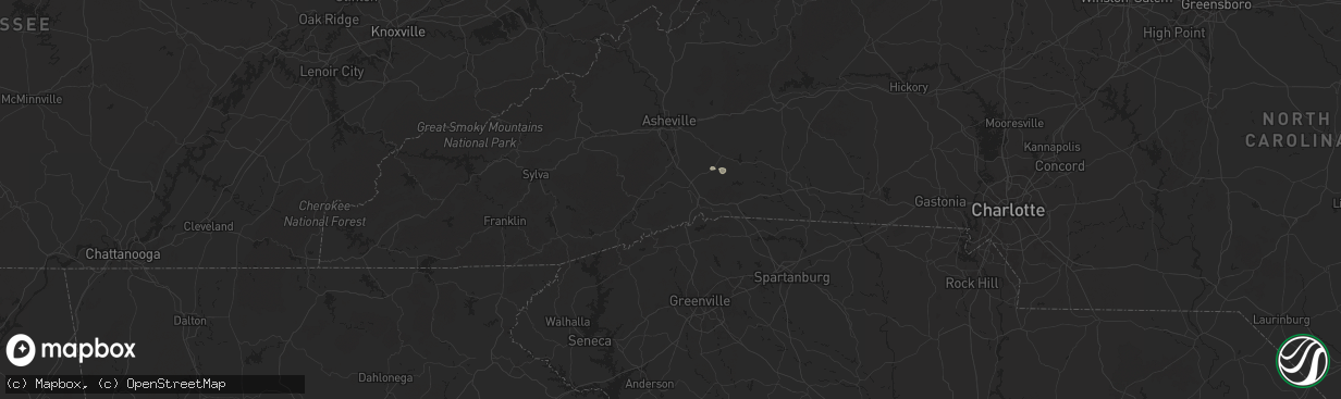 Hail map in Hendersonville, NC on July 18, 2024