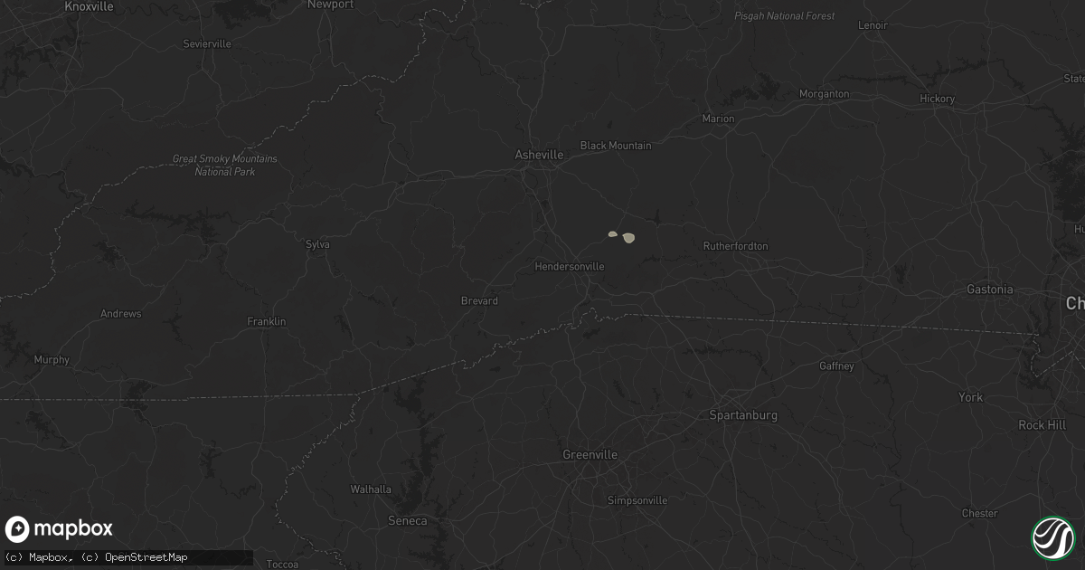 Hail map in Hendersonville, NC on July 18, 2024