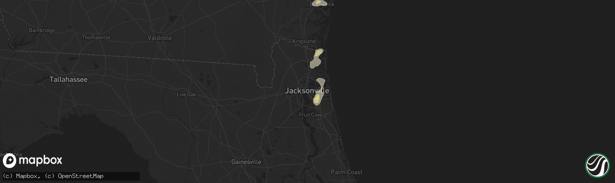 Hail map in Jacksonville, FL on July 18, 2024