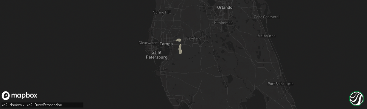 Hail map in Lithia, FL on July 18, 2024