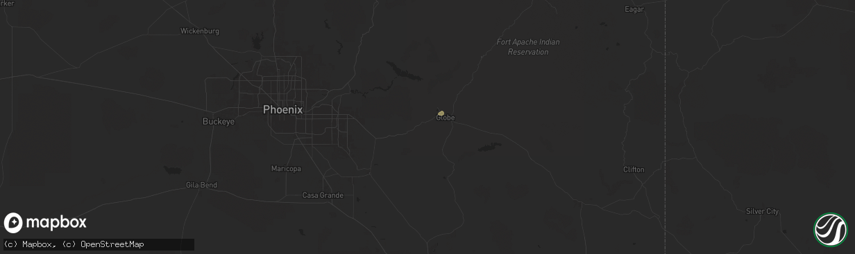 Hail map in Miami, AZ on July 18, 2024