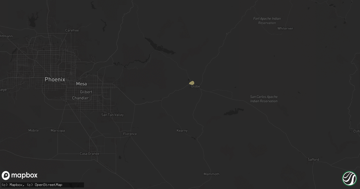 Hail map in Miami, AZ on July 18, 2024