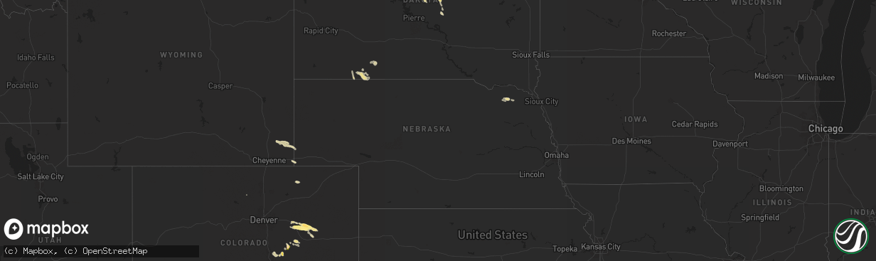 Hail map in Nebraska on July 18, 2024