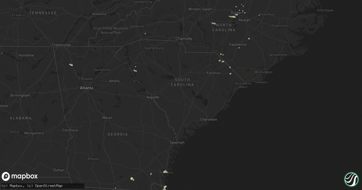 Hail map in South Carolina on July 18, 2024