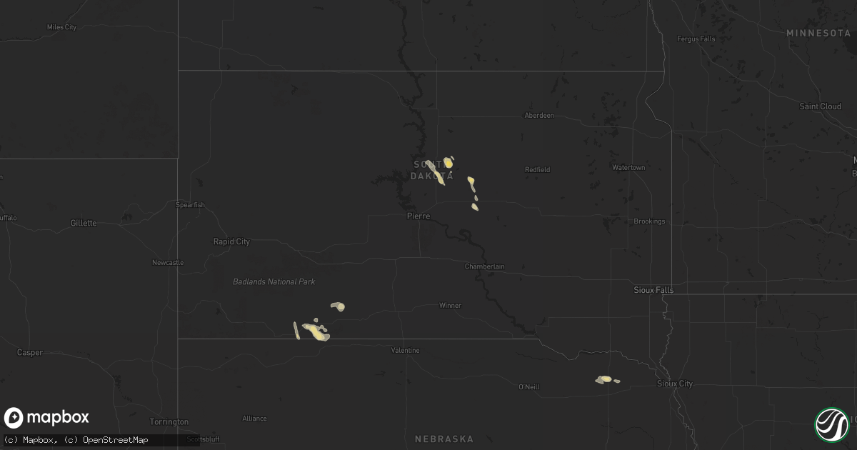 Hail map in South Dakota on July 18, 2024