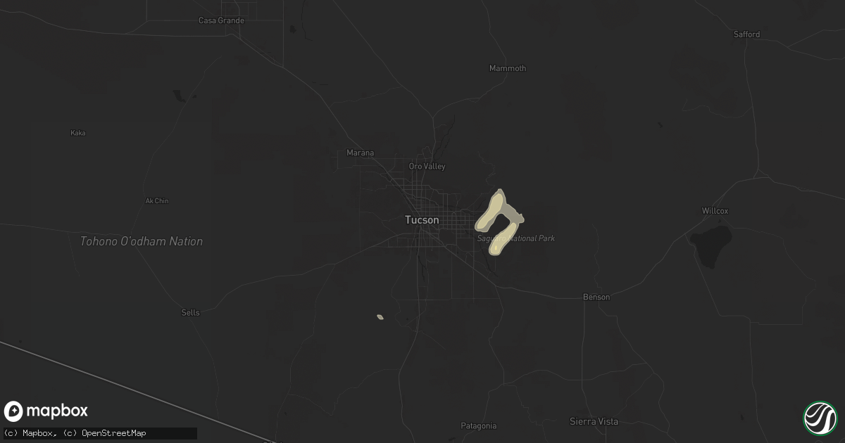 Hail map in Tucson, AZ on July 18, 2024