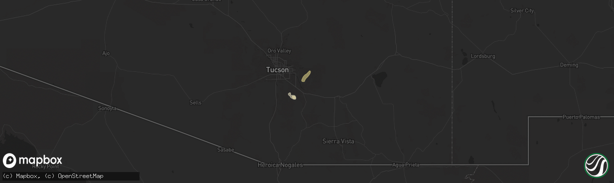 Hail map in Vail, AZ on July 18, 2024