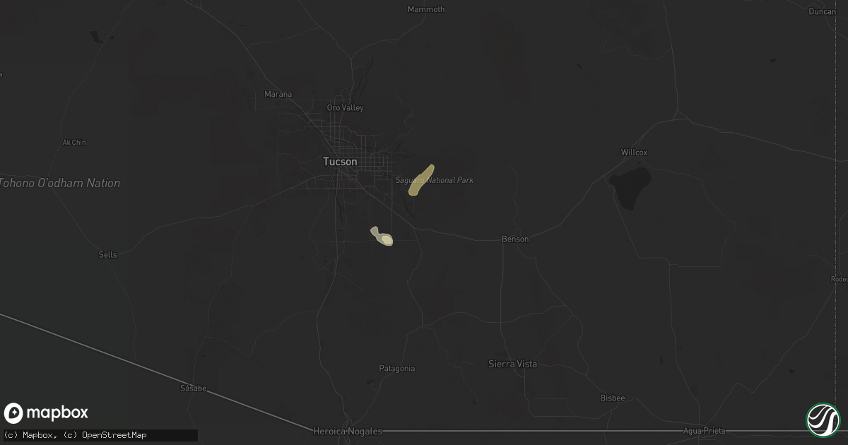 Hail map in Vail, AZ on July 18, 2024