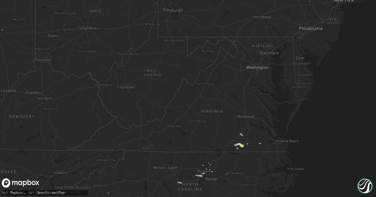 Hail map in Virginia on July 18, 2024