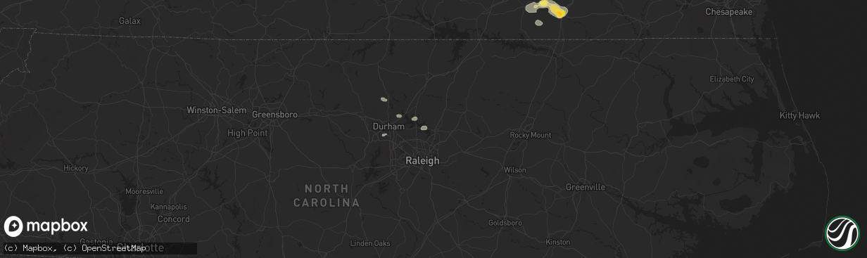 Hail map in Wake Forest, NC on July 18, 2024