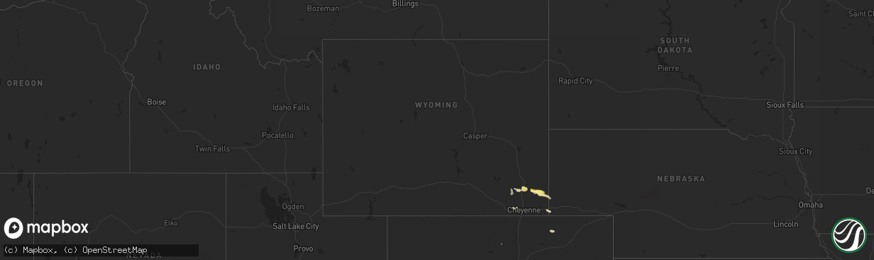 Hail map in Wyoming on July 18, 2024