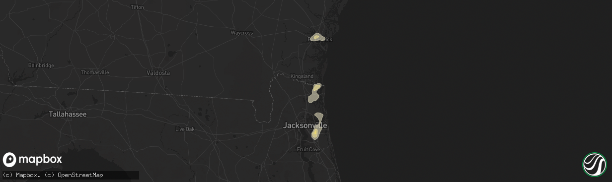 Hail map in Yulee, FL on July 18, 2024