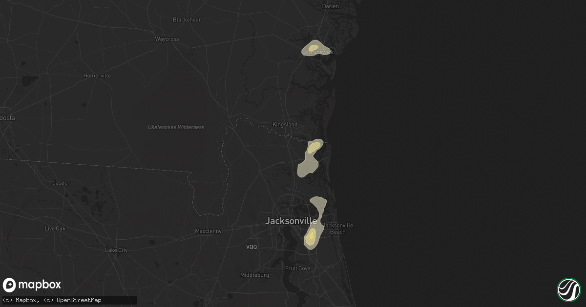 Hail map in Yulee, FL on July 18, 2024
