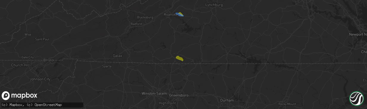 Hail map in Axton, VA on July 18, 2025