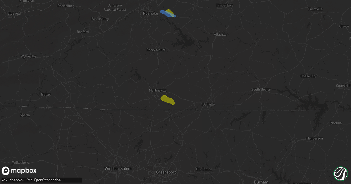 Hail map in Axton, VA on July 18, 2025