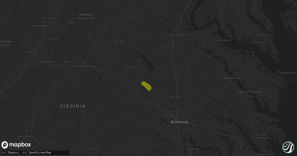 Hail map in Bumpass, VA on July 18, 2025