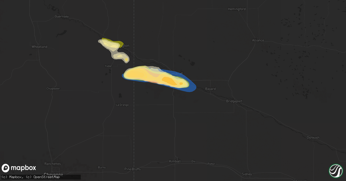 Hail map in Gering, NE on July 18, 2025
