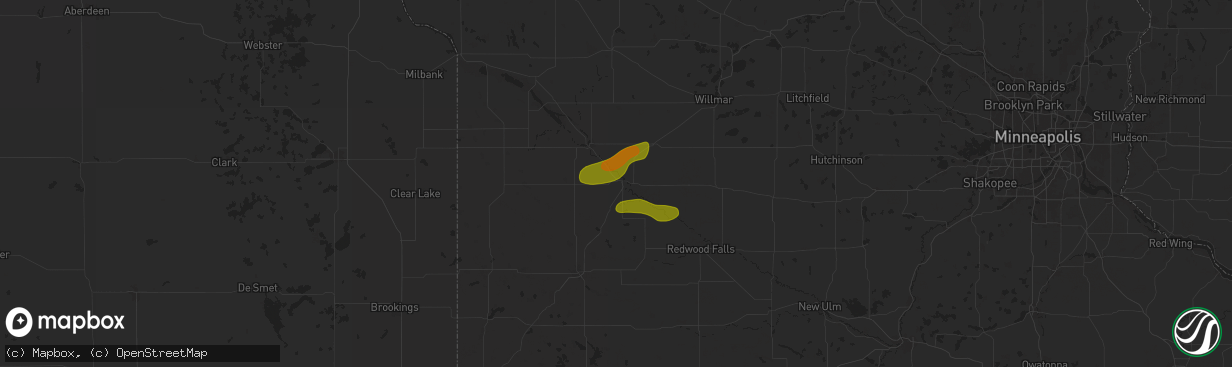 Hail map in Granite Falls, MN on July 18, 2025