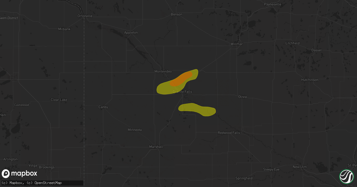 Hail map in Granite Falls, MN on July 18, 2025