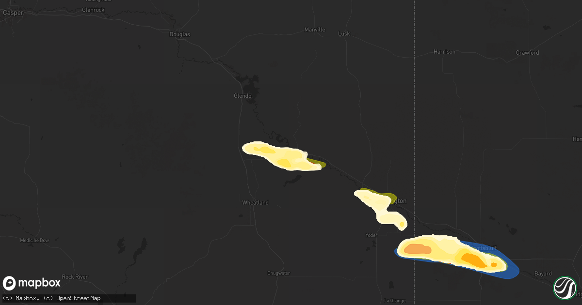 Hail map in Guernsey, WY on July 18, 2025