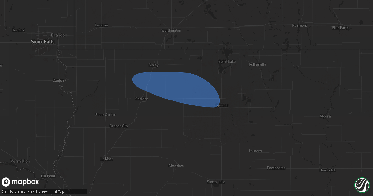 Hail map in Hartley, IA on July 18, 2025