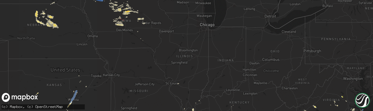 Hail map in Illinois on July 18, 2025