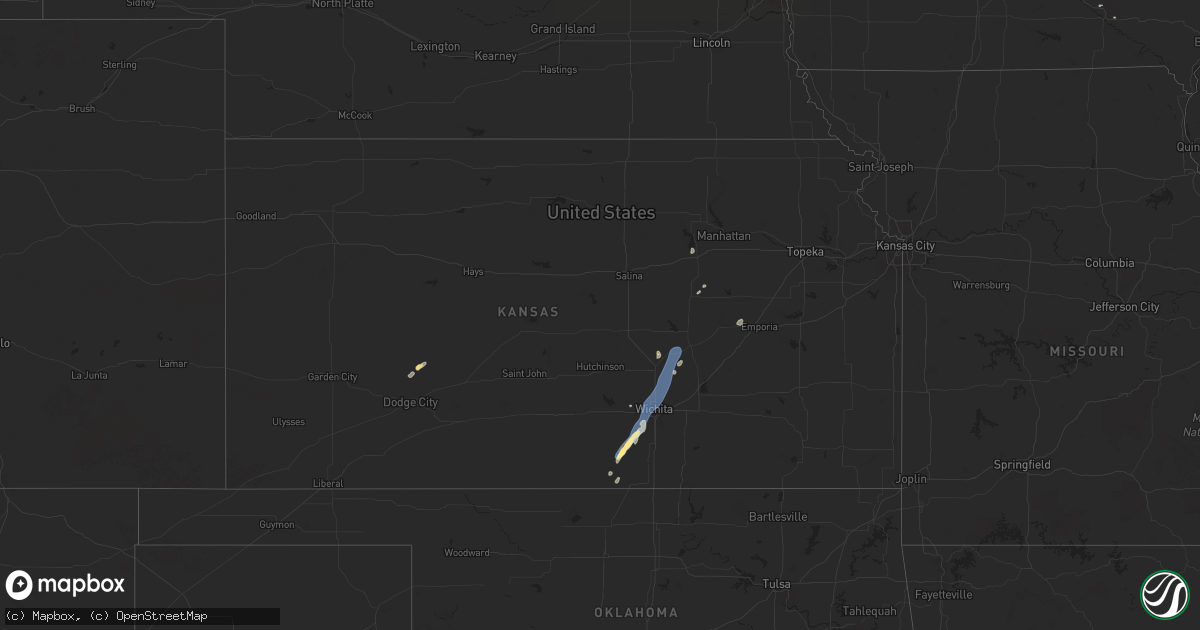 Hail map in Kansas on July 18, 2025