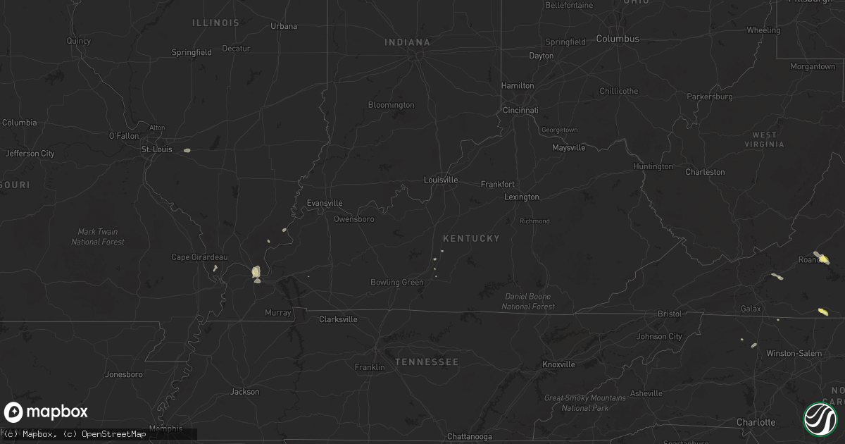 Hail map in Kentucky on July 18, 2025