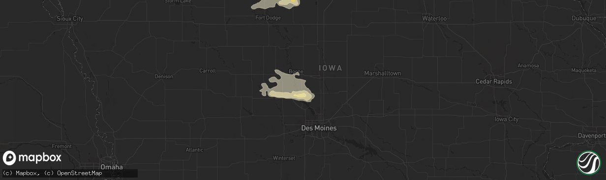 Hail map in Madrid, IA on July 18, 2025