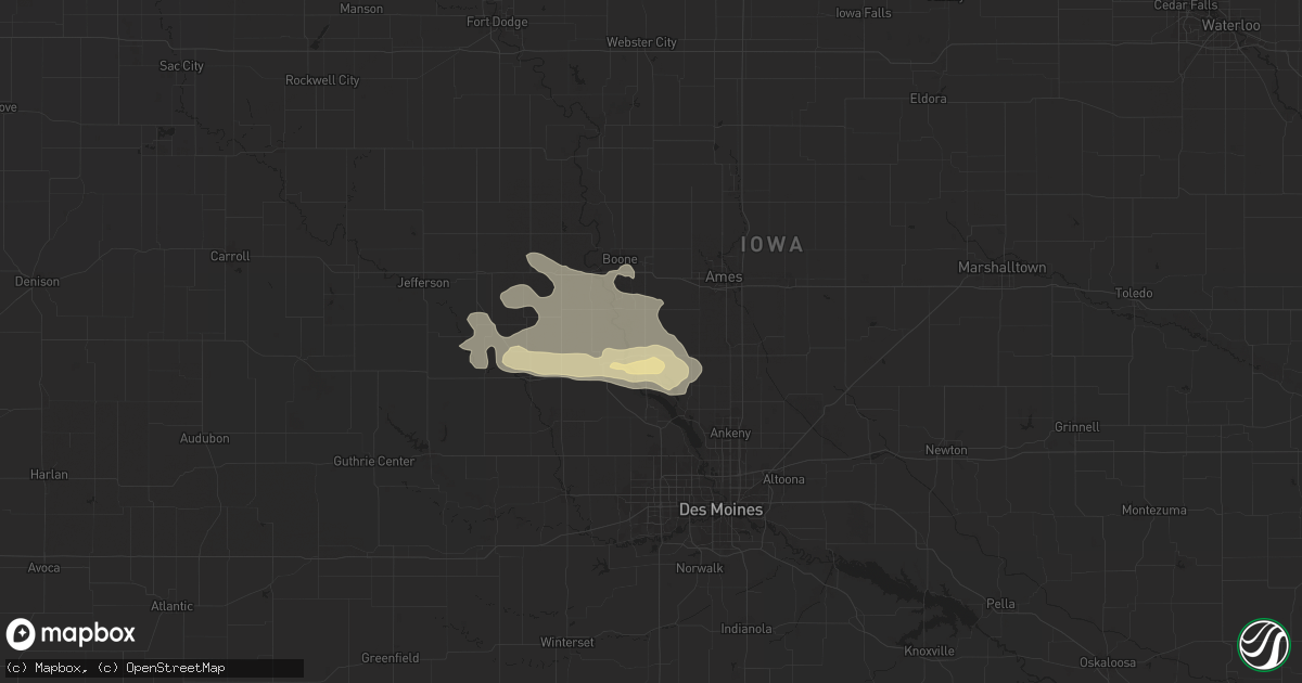 Hail map in Madrid, IA on July 18, 2025