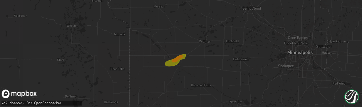 Hail map in Maynard, MN on July 18, 2025