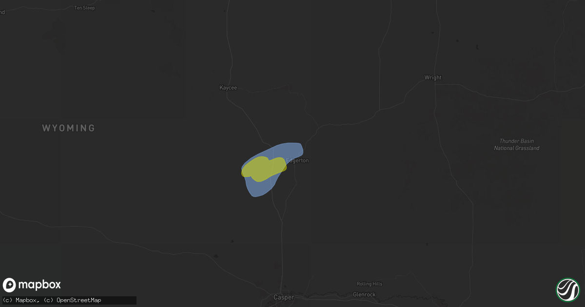 Hail map in Midwest, WY on July 18, 2025