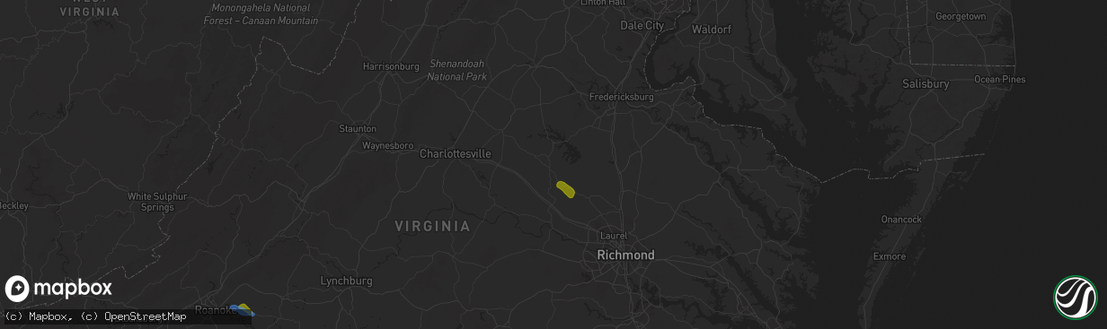 Hail map in Mineral, VA on July 18, 2025