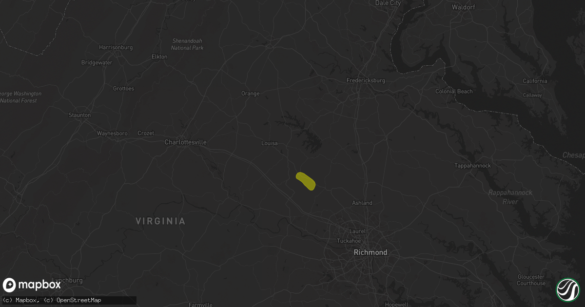 Hail map in Mineral, VA on July 18, 2025