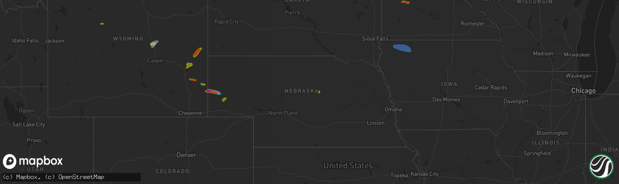 Hail map in Nebraska on July 18, 2025