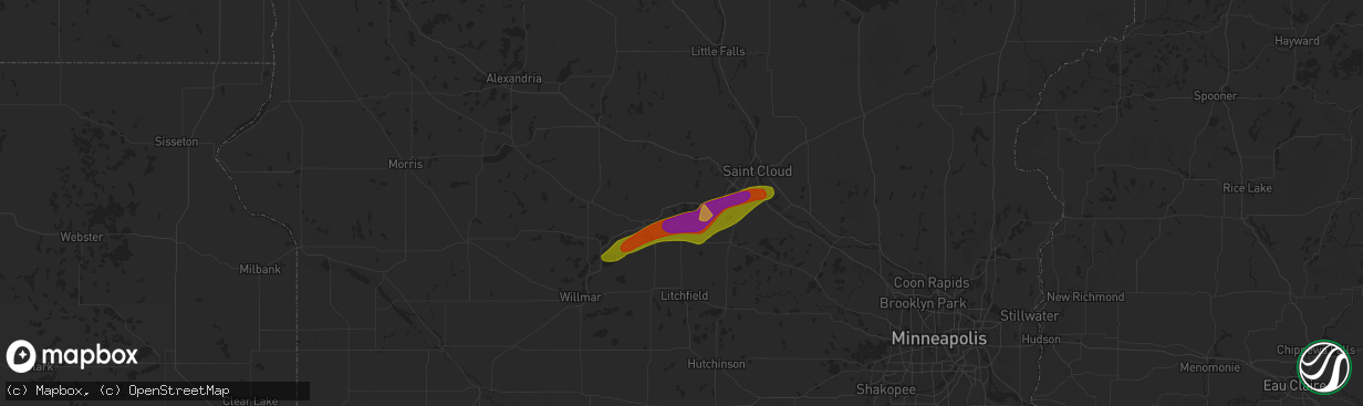 Hail map in Richmond, MN on July 18, 2025