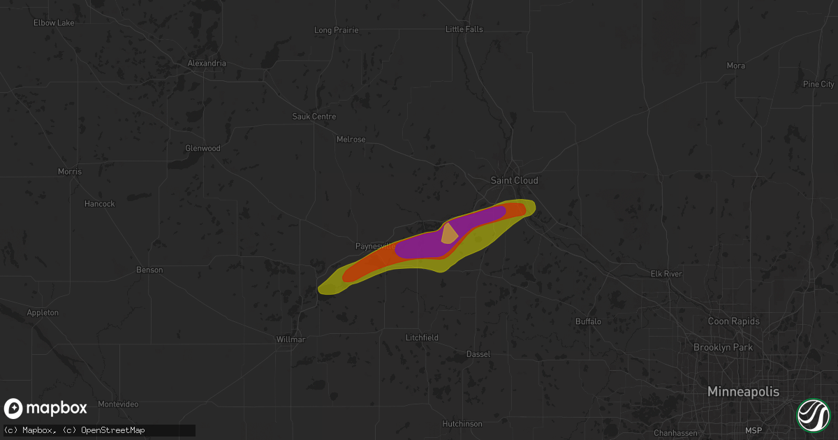 Hail map in Richmond, MN on July 18, 2025
