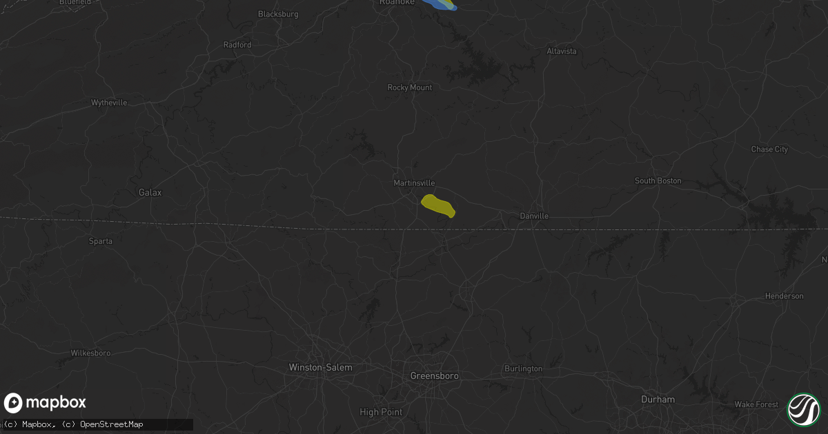 Hail map in Ridgeway, VA on July 18, 2025