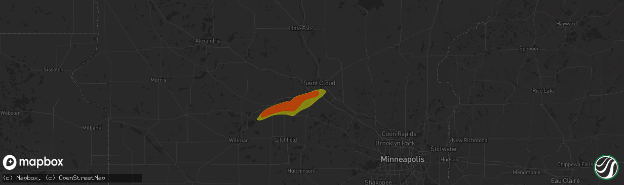 Hail map in Saint Cloud, MN on July 18, 2025