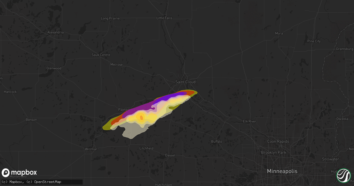 Hail map in Saint Cloud, MN on July 18, 2025