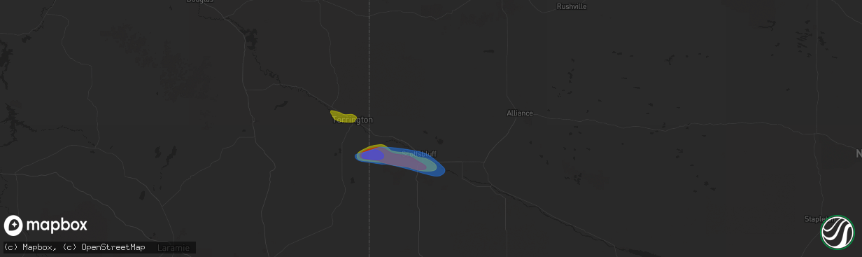 Hail map in Scottsbluff, NE on July 18, 2025