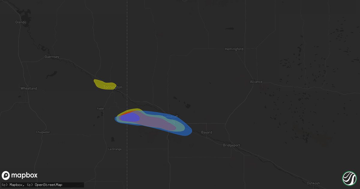 Hail map in Scottsbluff, NE on July 18, 2025