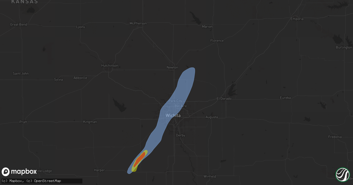 Hail map in Valley Center, KS on July 18, 2025