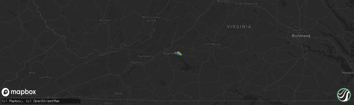 Hail map in Vinton, VA on July 18, 2025