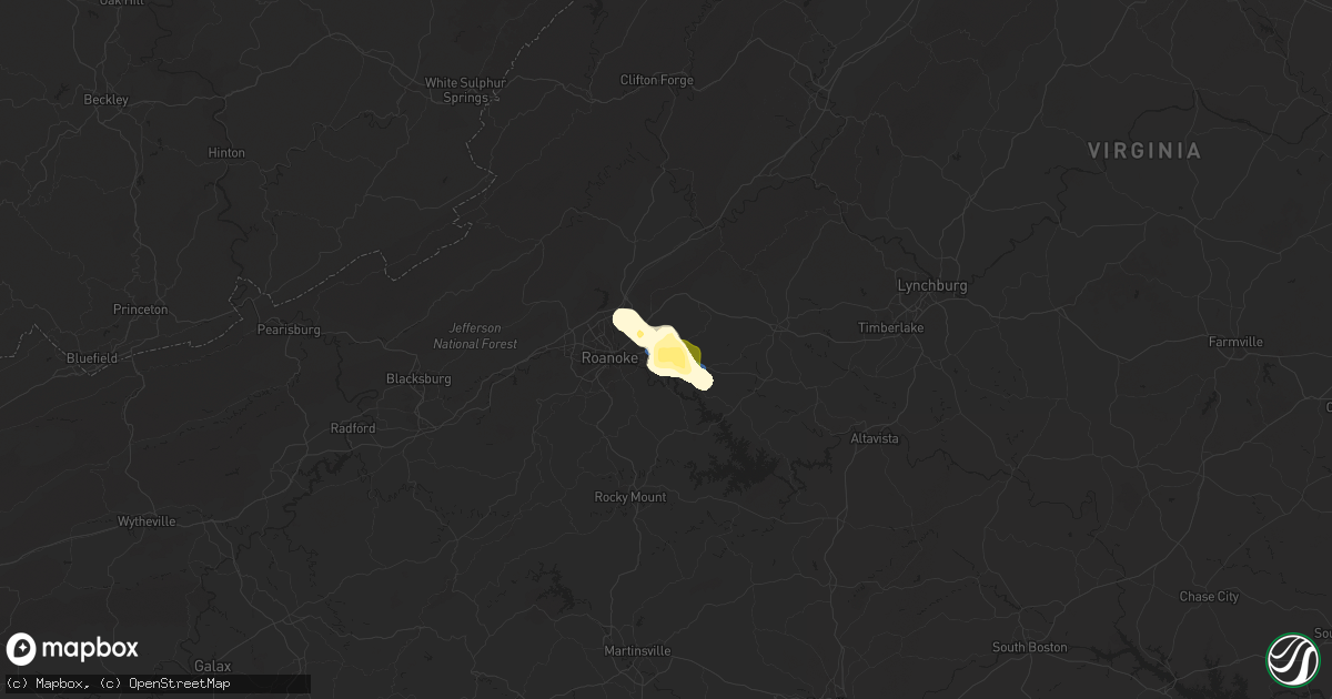 Hail map in Vinton, VA on July 18, 2025