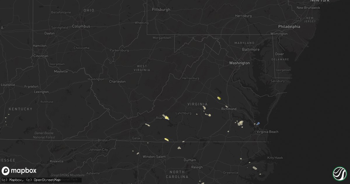 Hail map in Virginia on July 18, 2025